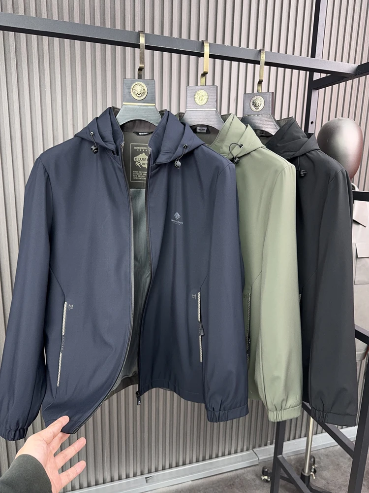 

Svip Men's Faionable Hooded Jaet Comfortable Casual Long Sve Glued Spring Autumn Outerwear Stand Fit Pampa&