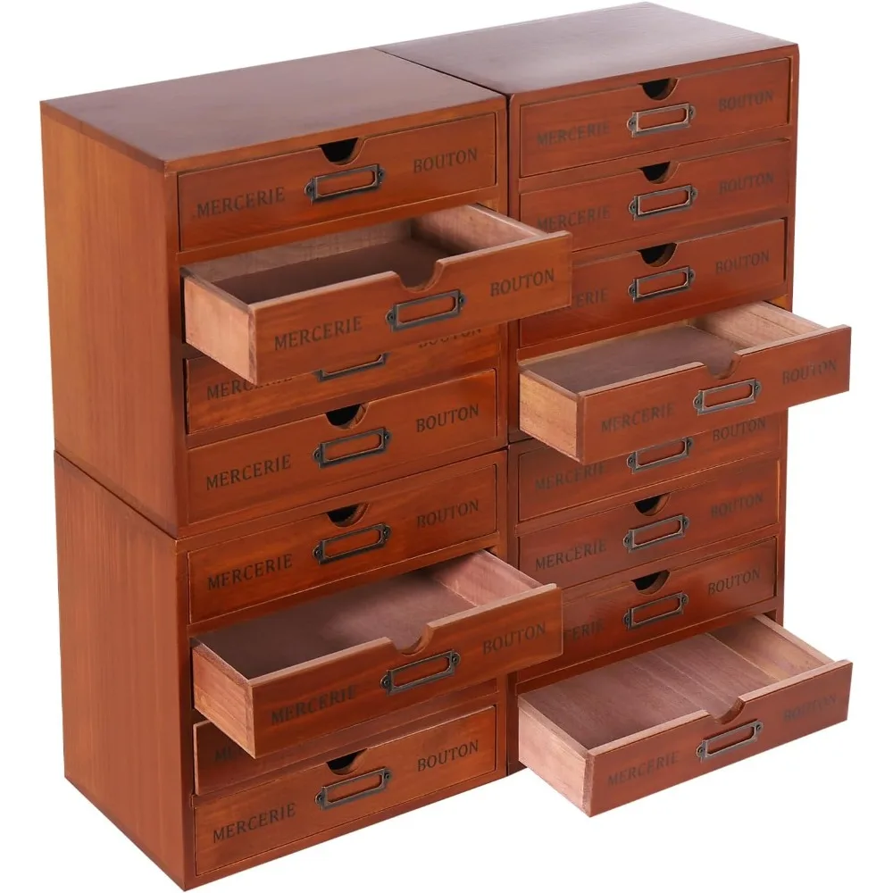 

Stackable Apothecary Cabinet 4-Der Desk Organizer Vintage Wooden Storage Drer with Ders Desktop Stackable Ders or Oice Storage C