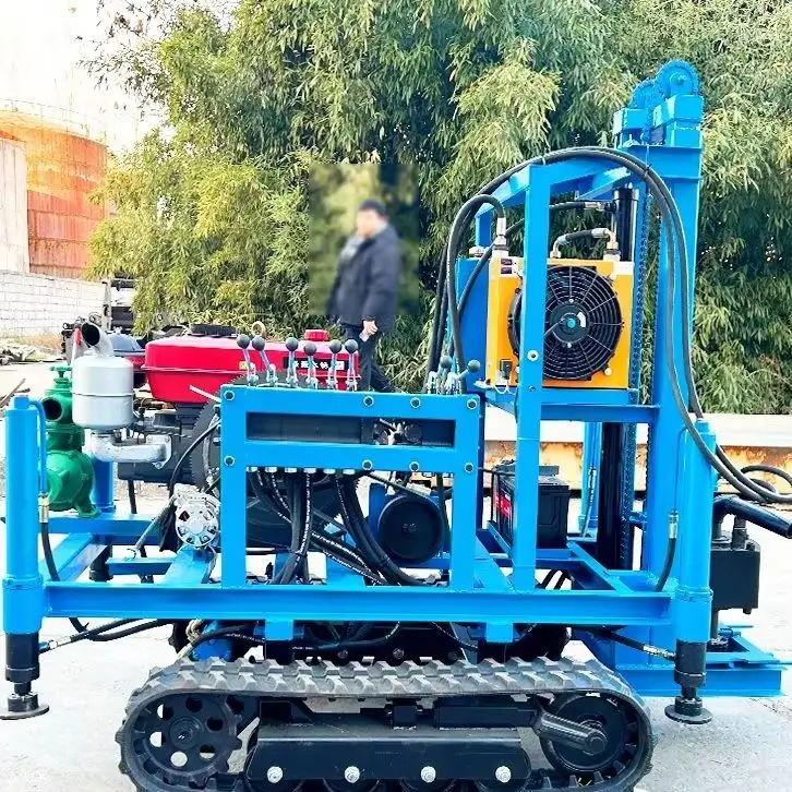 Customized 200m Deep Hole Water Well Drilling Rig 22hp Crawler Diesel Water Well Exploration Drilling Machinery