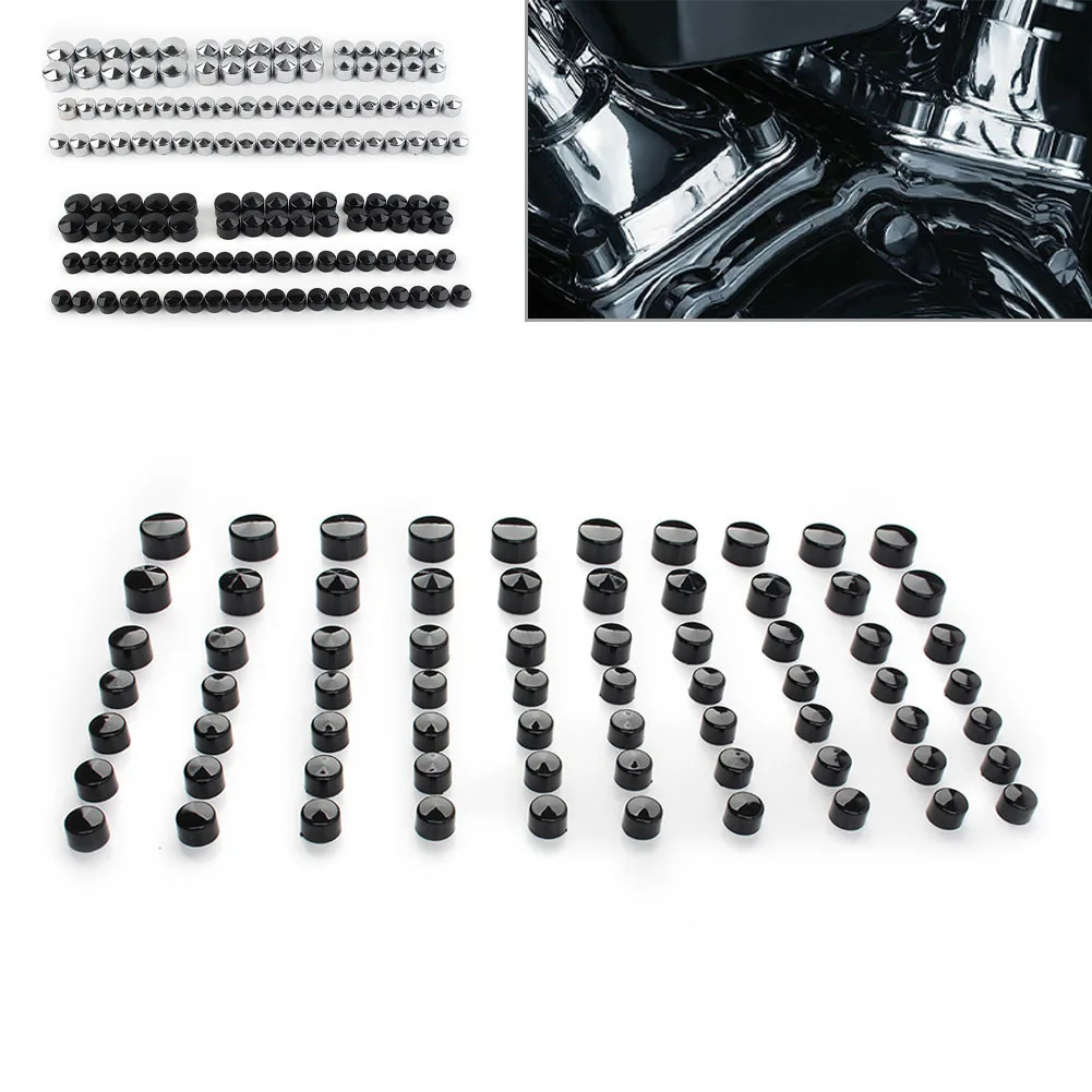 70pcs/Set Motorbike Engine Bolt Covers Kit For Harley Davidson Softail Electra Street Glide Road King FLHXS FLHR Black/Chrome