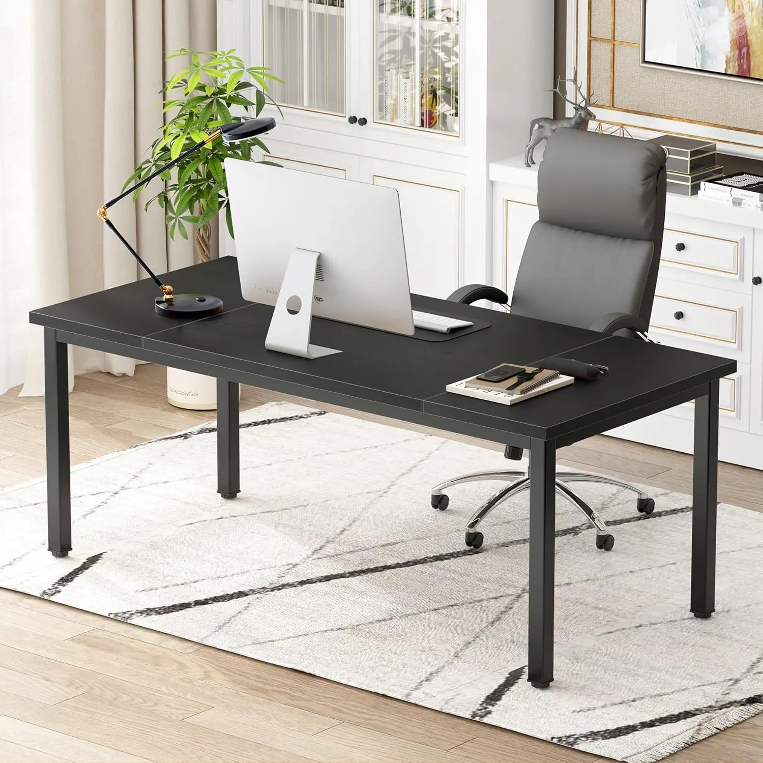 DlandHome Computer Desk, Large Executive Office Desk Computer Table Study Writing Desk Workstation for Home Office,70.8 x 31.5 i