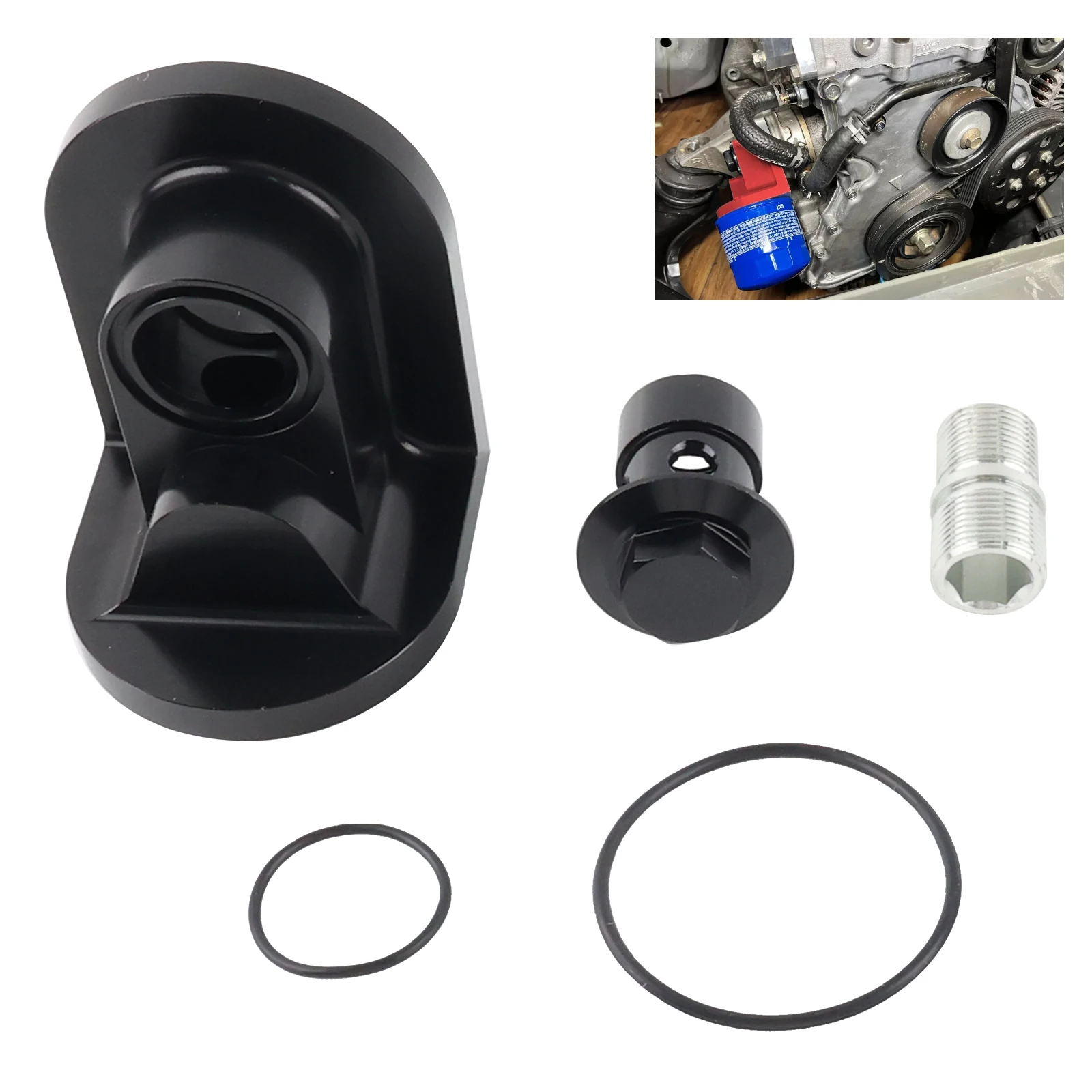 

90-градусный адаптер для перемещения масляного фильтра, черный алюминий для Honda EG EK Civic K B D H F серии, автомобильные детали двигателя