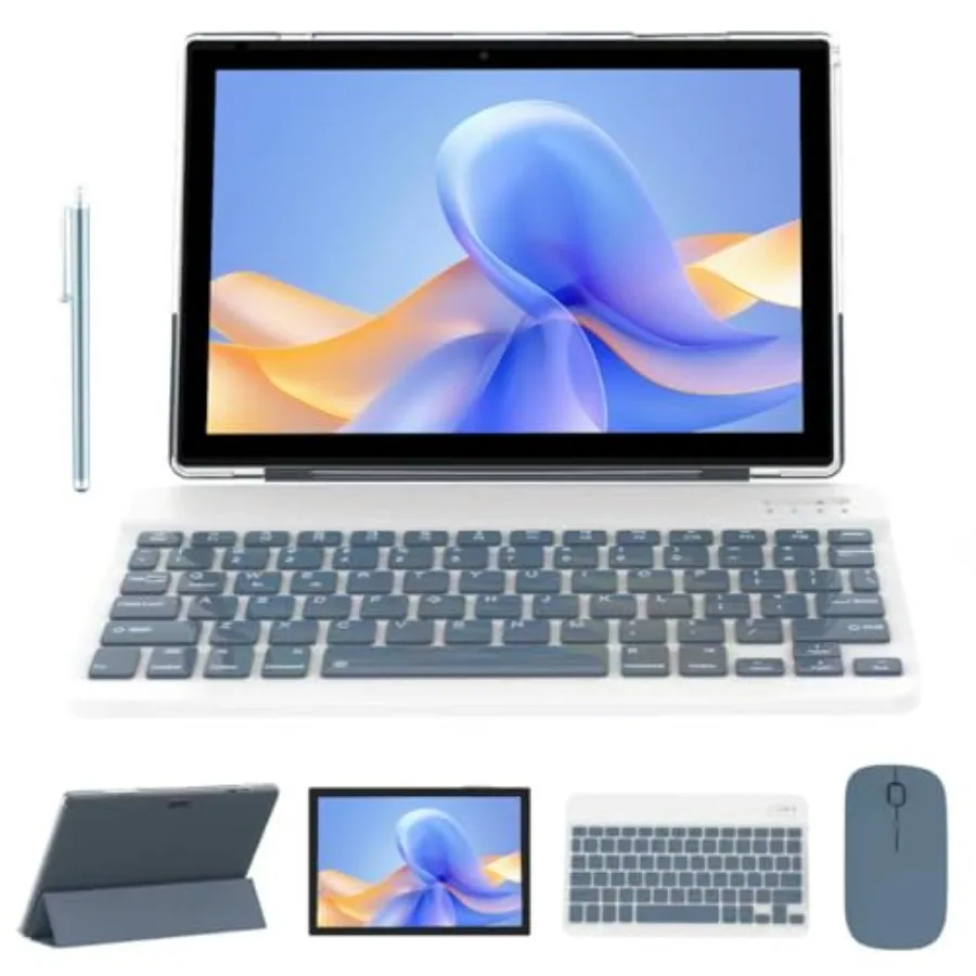 

10 inch 2 in 1 Tablet with Keyboard Android 15 8GB+32GB 6000mAh WiFi-6 Bluetooth Dual Camera 2MP+8MP Expandable to 1024GB 10.1