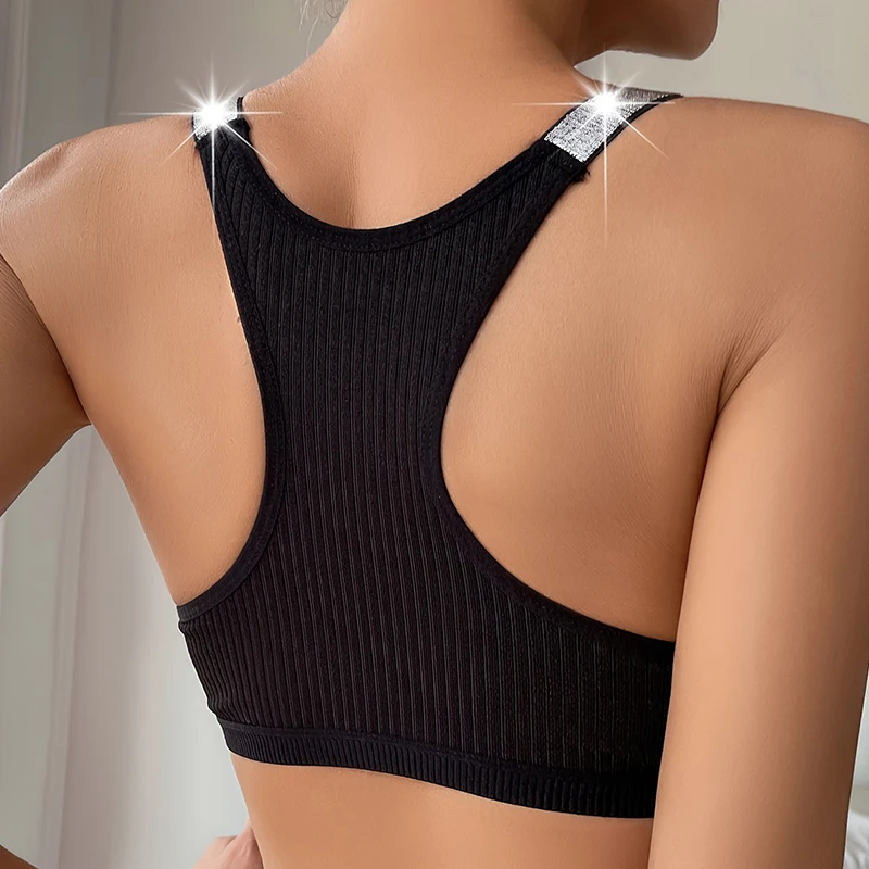 Sexy Sports Bras Fitness Women Underwear Yoga Crop Tank Top Ribbed Backless Lingerie Bras Comfortable Push Up Bralette Chic Vest