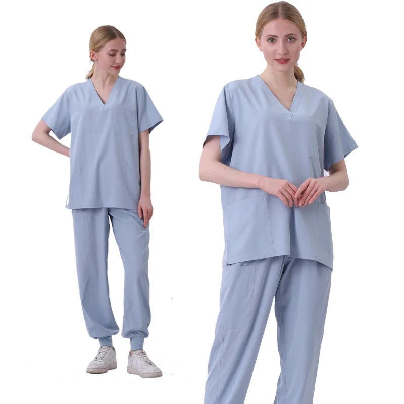 زي فرك نسائي متعدد الألوان ، قمم قصيرة الأكمام والسراويل ، متجر الحيوانات الأليفة ، فرك الطبيب ، مجموعة ملابس العمل الجراحية الطبية