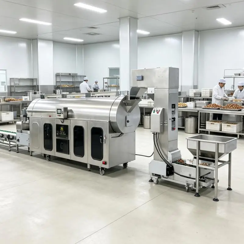 Roasted Chickpea Continuous Wheat Nuts Almond Chilli Peanuts Sesame Frying Roast and Dryer Line Machine