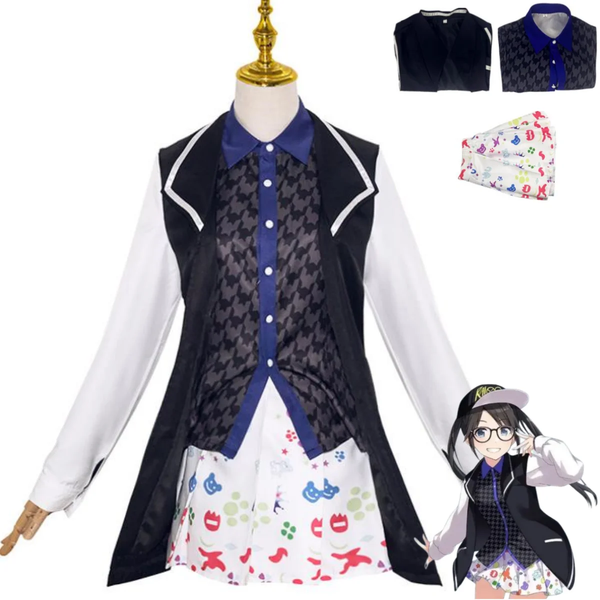 

Anime THE IDOLM@STER Shiny Colors Mitsumine Yuika Cosplay Costume JK Uniform Printing Skirt Woman Sexy Kawaii Halloween Suit