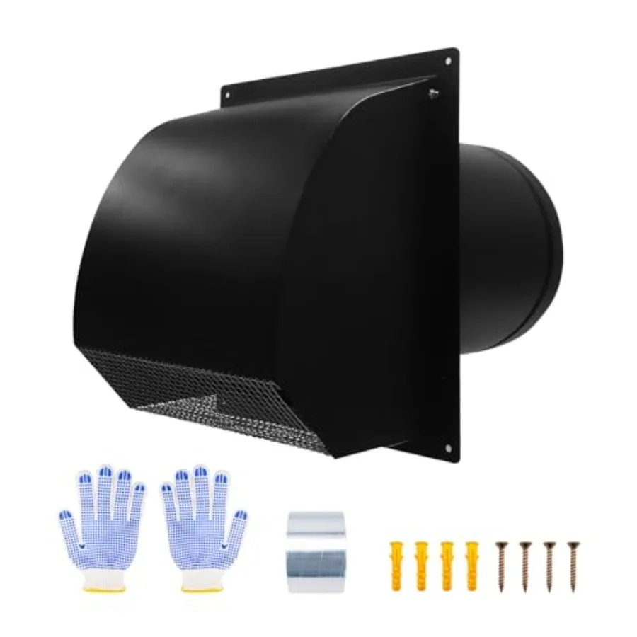

Galvanized Steel Hooded Wall VentArc-Shaped Outdoor Wall Vent Cap with Mesh Cover and Damper for Kitchen Bathroom Laundry Garag