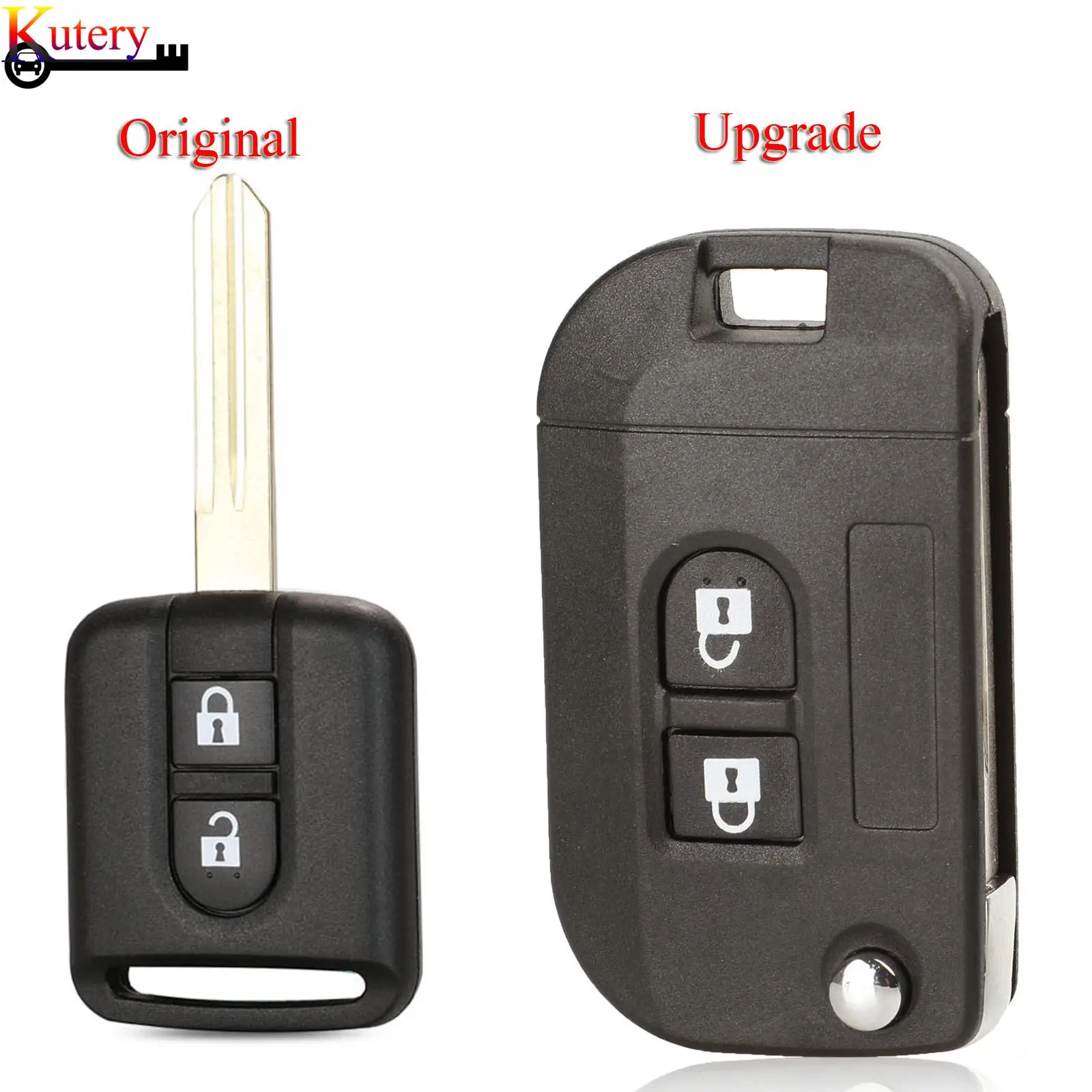 jingyuqin Original/Upgrade Key Shell For Nissan Elgrand X-TRAIL Qashqai Navara Micra Note NV200 Sunny 2 Buttons Remote Car Case