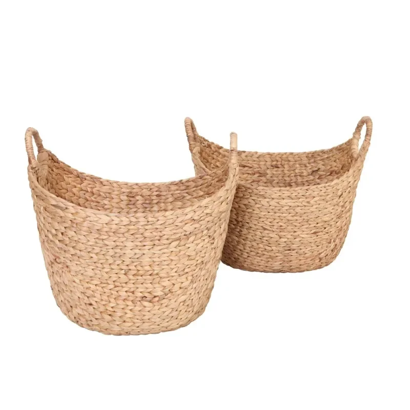 

Home.NEW Extra Large Natural Water Hyacinth Boat Decorative Storage Basket, Set of 2