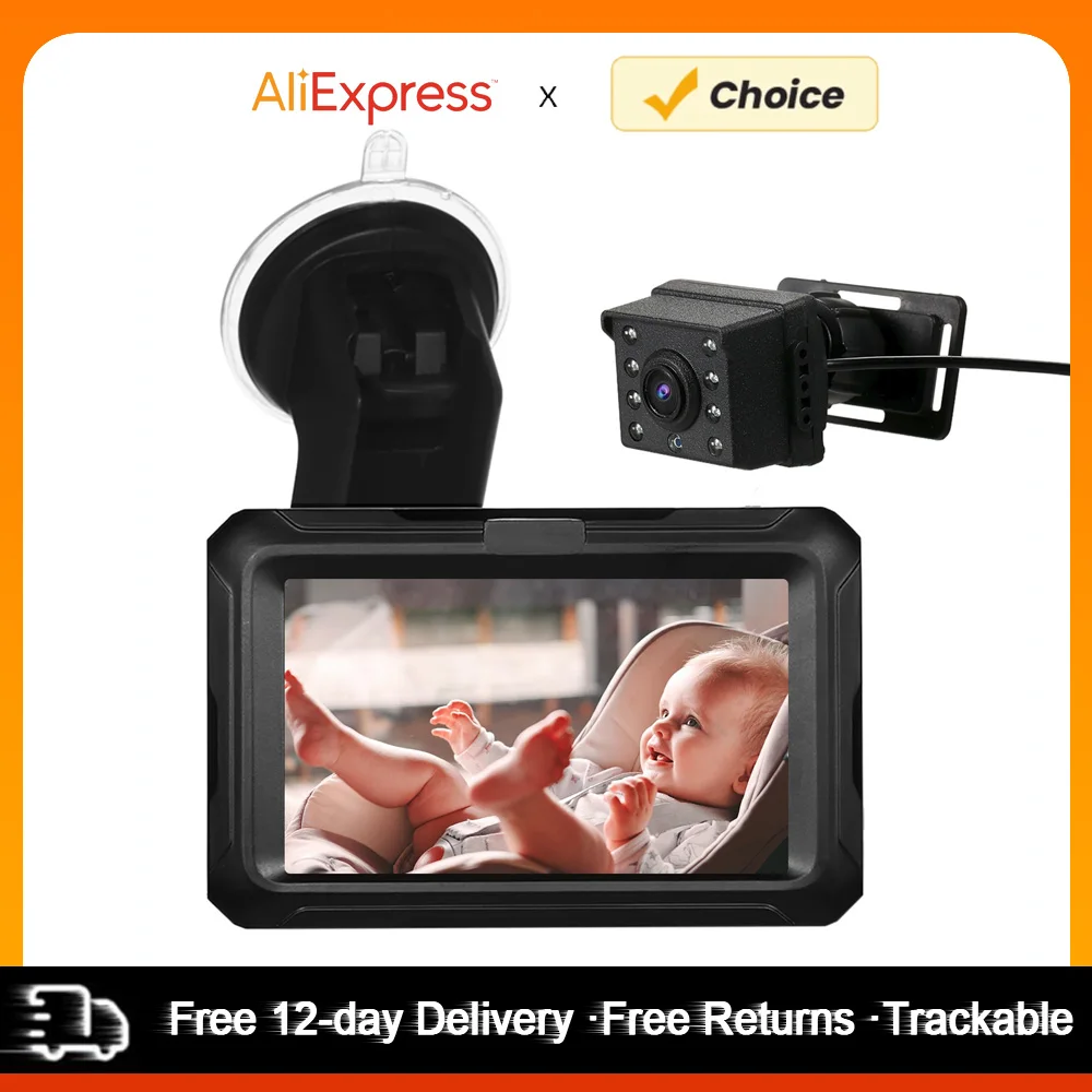 

Rear View Monitor 4.3'' IPS Screen Baby Car Mirror Adjustable Wide View Angle for Infants Kids Pets Night Vision Function