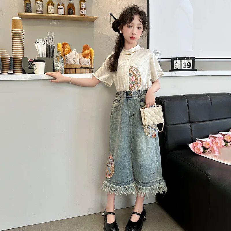 

Girls Skirt Children 2024 New Spring and Summer Dress Simple Casual Style All-match Skirt Korean Simple Style Dress Clothes