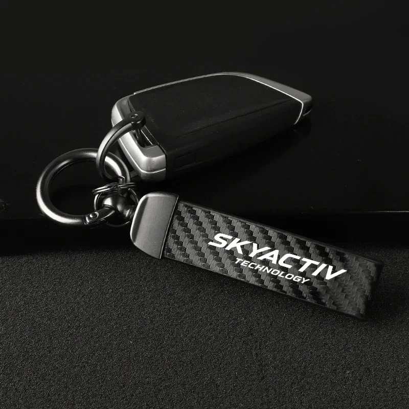 

Car Carbon Fiber Style Keychain Microfiber Leather Key Chain For Mazda Skyactiv 3 bk 6 gg gh gj cx3 cx5 cx30 cx7 cx8 cx9 mx