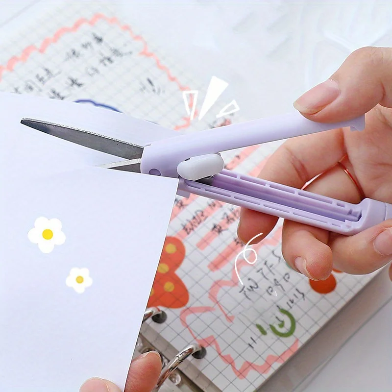 2 In 1 Multifunction Foldable Scissors With Pen Knife Paper Cutter Utility Knife DIY Art Crafts Cutting Tools School Stationery