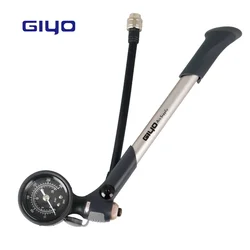 GIYO 300PSI Inflator Bicycle Pump To Inflate Fork Shock Fits Schrader With psi/bar Removable Gauge Bleeder Foldable Hose GS-03S