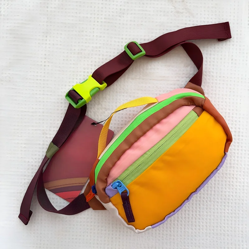 

Поясная сумка-бананка из оксфордской ткани с цветными блоками, 1,5 л, водонепроницаемая, с множеством карманов, спортивная, портативная, для косметики, через плечо, для повседневного использования на улице