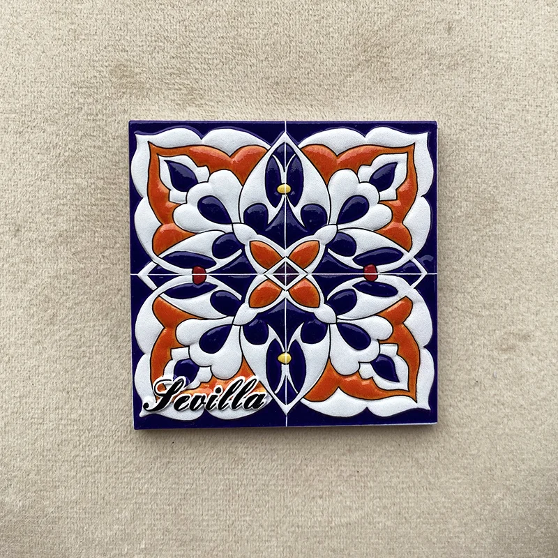 

Seville Travel Souvenir Creative Tile 3D Decoration 3d Colorful Magnetic Fridge Magnets Gift