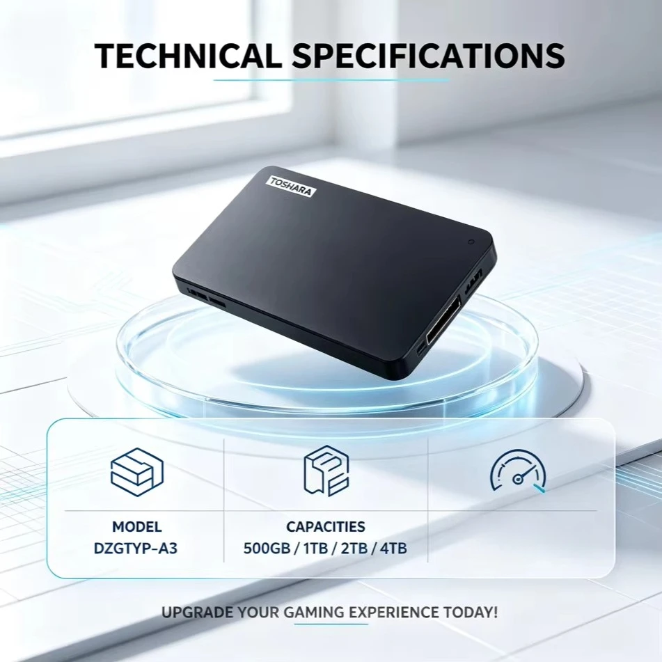 Original New A3 Portable External Hard Drive Large Capacity Storage Disk for Laptop Desktop Notebook Smartphone Photo Backup
