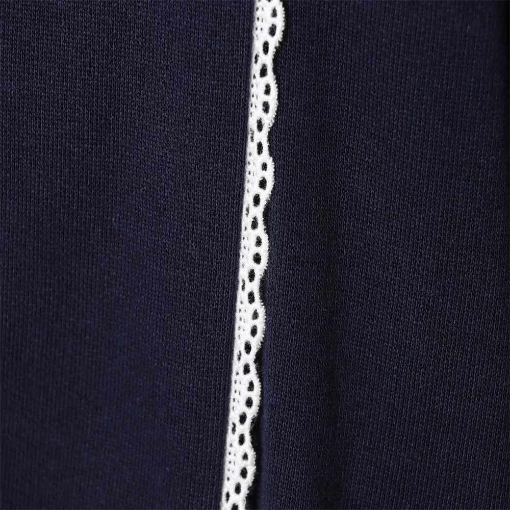 Femmes automne col montant dentelle patchwork fermeture éclair veste décontractée sweat taille élastique dentelle patchwork pantalon