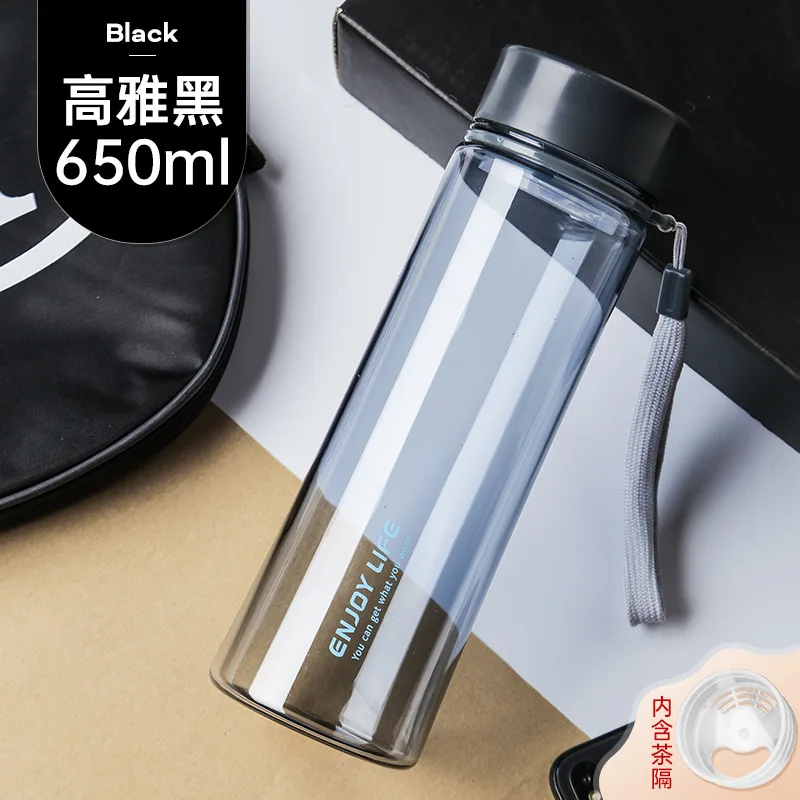 650ml Women Men Outdoor Large Capacity Sports Water Bottle PP material Water Cup Transparent Portable Kettle Leak-proof Gift Mug