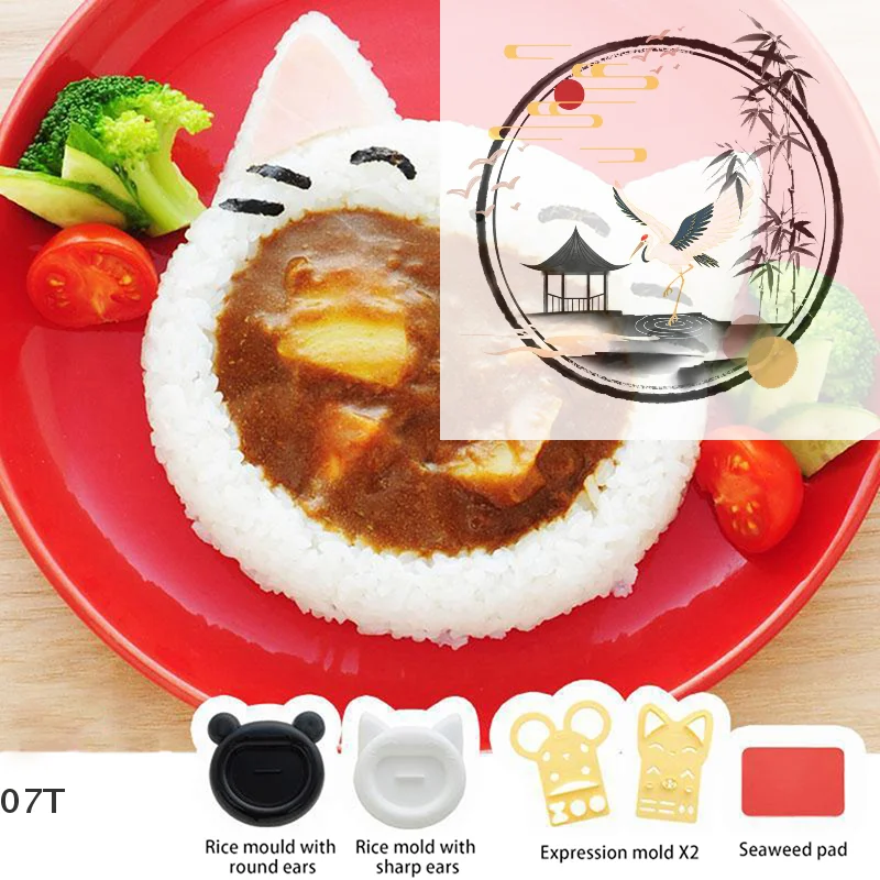 1 pçs bonito dos desenhos animados gato urso sushi nori arroz molde decoração cortador bento fabricante sanduíche diy ferramenta cozinha accessorie