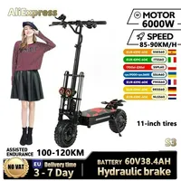 Boyueda S3 6000w 60v 38ah electric scooter dual motor removable seat hydraulic shock absorption 11 inch off-road tyre escooter