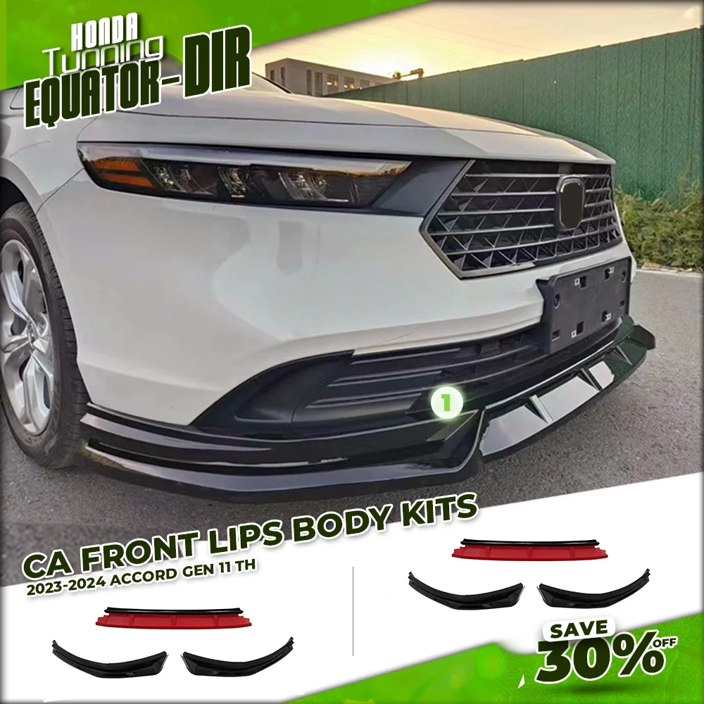 

For Honda Accord Gen 11th 2023-2024 Front Lip CA Style Front Bumper Spoiler Glossy Carbon Black Body Kit Tuning Auto Accessories