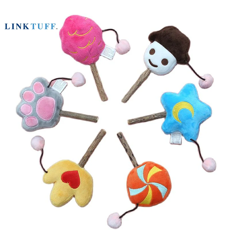 Linktuff Pet Cat Toys - Polygonum Molar Rod with Minty Plush Toy Top