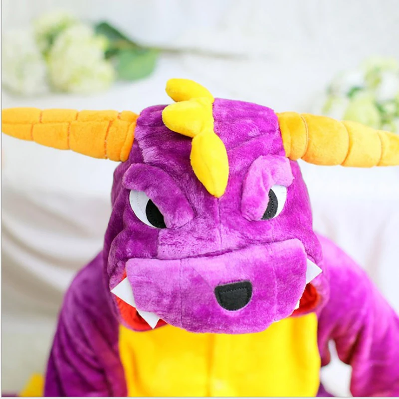 Winter Animal Pajamas One Piece Purple Dragon Onesies Sleepwear Set Kigurumi Jumpsuit Women Unisex Adult Flannel Nightie Pijama