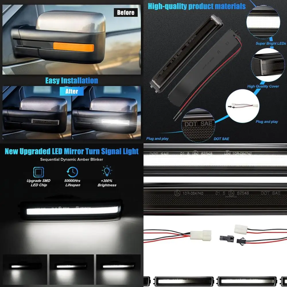 

Последовательные светодиодные указатели поворота на 2009-2014 годов F150 и Raptor, дымовые линзы, динамический поворотник, упаковка из 2 шт.