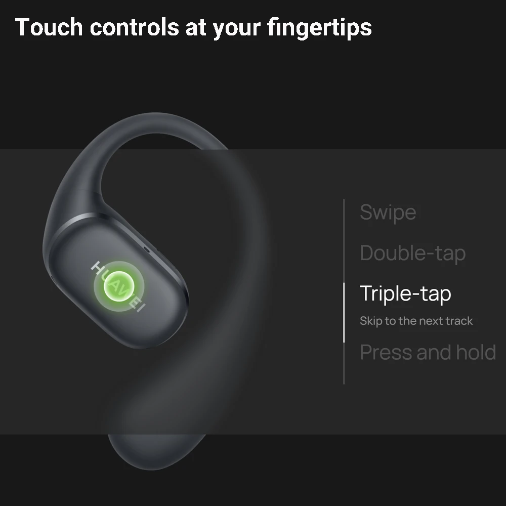 Huawei FreeArc سماعة أذن لاسلكية بتصميم مفتوح ، سماعة أذن لاسلكية ، سماعة أذن Punchy Bass ، حتى 28 ساعة مع علبة بطارية ، سيليكون سائل صديق للجلد