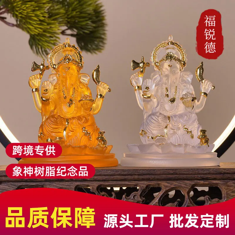 New Indian Elephant God Southeast Asia Buddha Ornament Elephant God Creative Resin Crafts Thai Water Glaze Buddha Statue