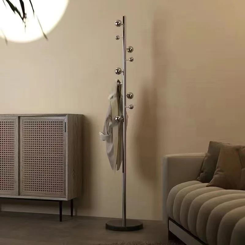

Stainless Steel Floor Standing Clothes Hanger for Home Use Thickened Scratch-Free Non-Slip Garment Rack for Bedroom Marble