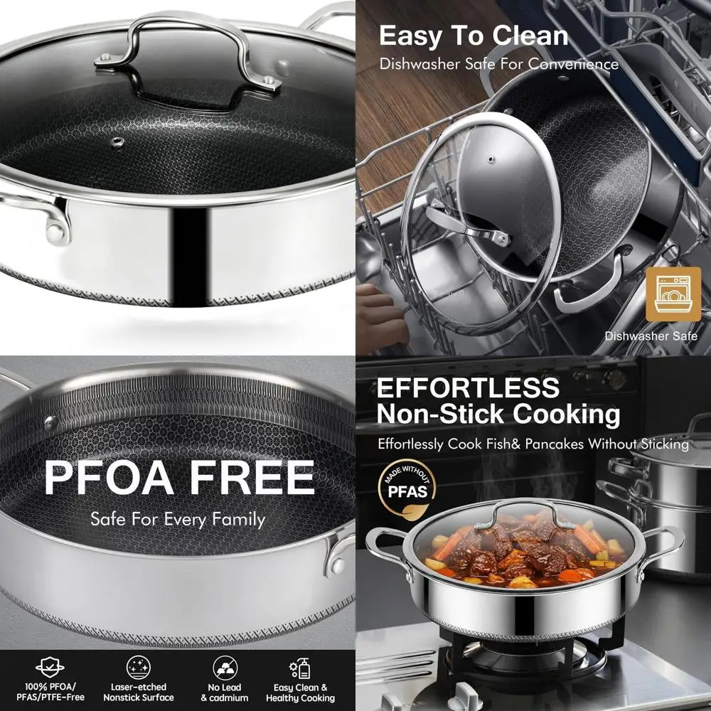 

7-Qt. Hybrid Nonstick Sauté Pan with Glass Lid, Cool Handles, Dishwasher Safe, Oven-Ready, Universal Cooktop Compatibility