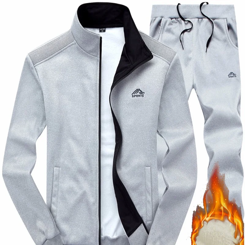 

Новое поступление, более толстый теплый кардиган с флисовой подкладкой для взрослых, спортивный комплект из двух предметов, мужские брюки с длинными рукавами, вязаный повседневный комплект