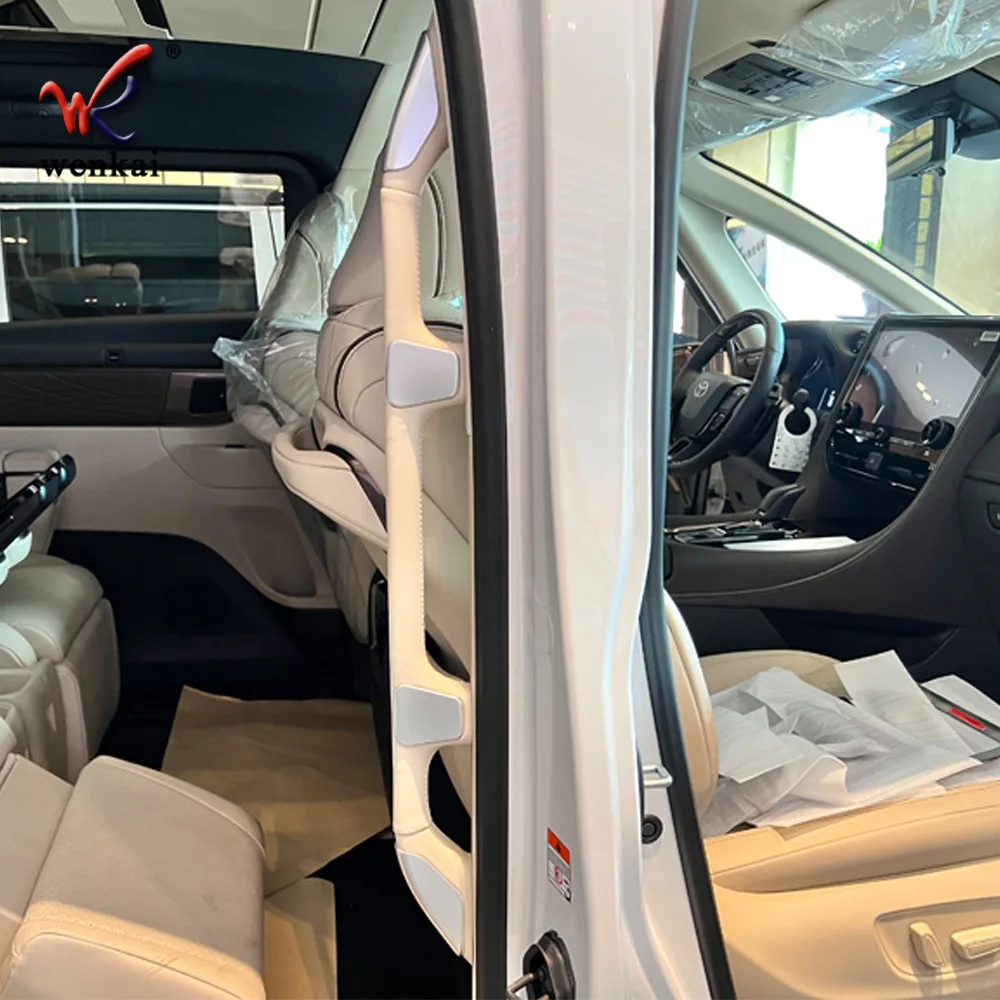 

For Toyota Alphard Vellfire 40 Series 2023 2024 ABS Black Mid Center Door Armrest Sequins Cover Trim Stickers Car Accessories
