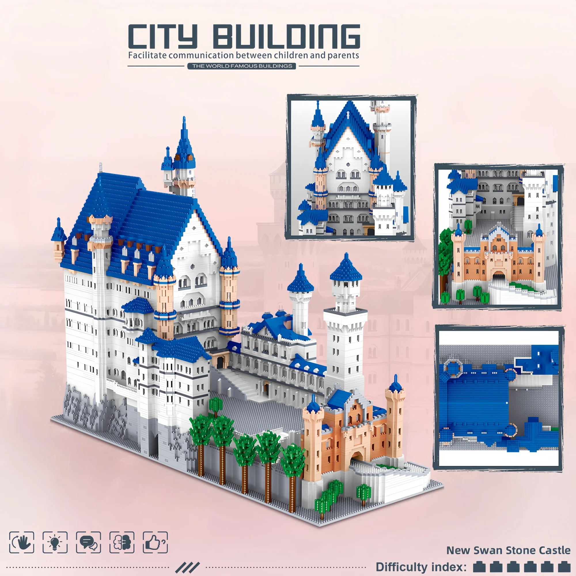Modulaire Architecture Blocs De Construction 3762pièces MOC Modular Construction Site Nano Micro Blocs De Construction Mini E Am