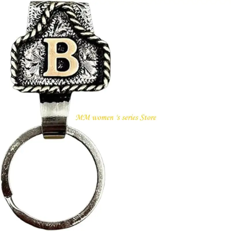 Q39C Biểu đồ cao bồi Western Cowboy, Thư thủ công cổ điển A-ZI clip Keychain ban đầu, Chuỗi khóa kim loại cá tính cho vành đai