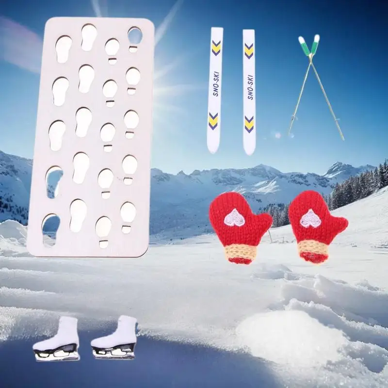 ملحقات مشهد عيد الميلاد لبيت الدمى؛ مجموعة لوح تزلج خشبي مصغر؛ هدية مثالية لعبة للأطفال؛ ديكور عيد الميلاد #3