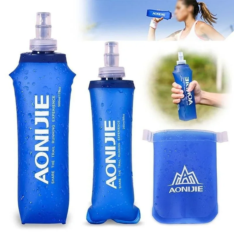 Outdoor Sports Folding Soft Water Bottle TPU Water Bag Marathon Running Hydration Equipment Food Grade Large Capacity Waters Bag