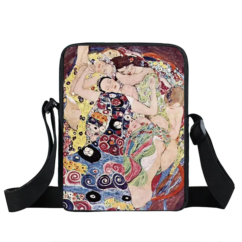 Oil Painting Tear / Kiss Women Handbag Gustav Klimt Ladies Canves Shoulder Bag Girl Crossbody Bag Small Satchel Bookbag Gift