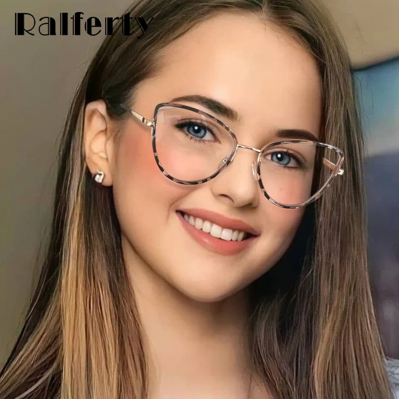 

Ralferty, декоративные Модные Женские оправы для очков, винтажные, леопардовые, кошачий глаз, очки по рецепту, синий светильник, oculo de grau feminino