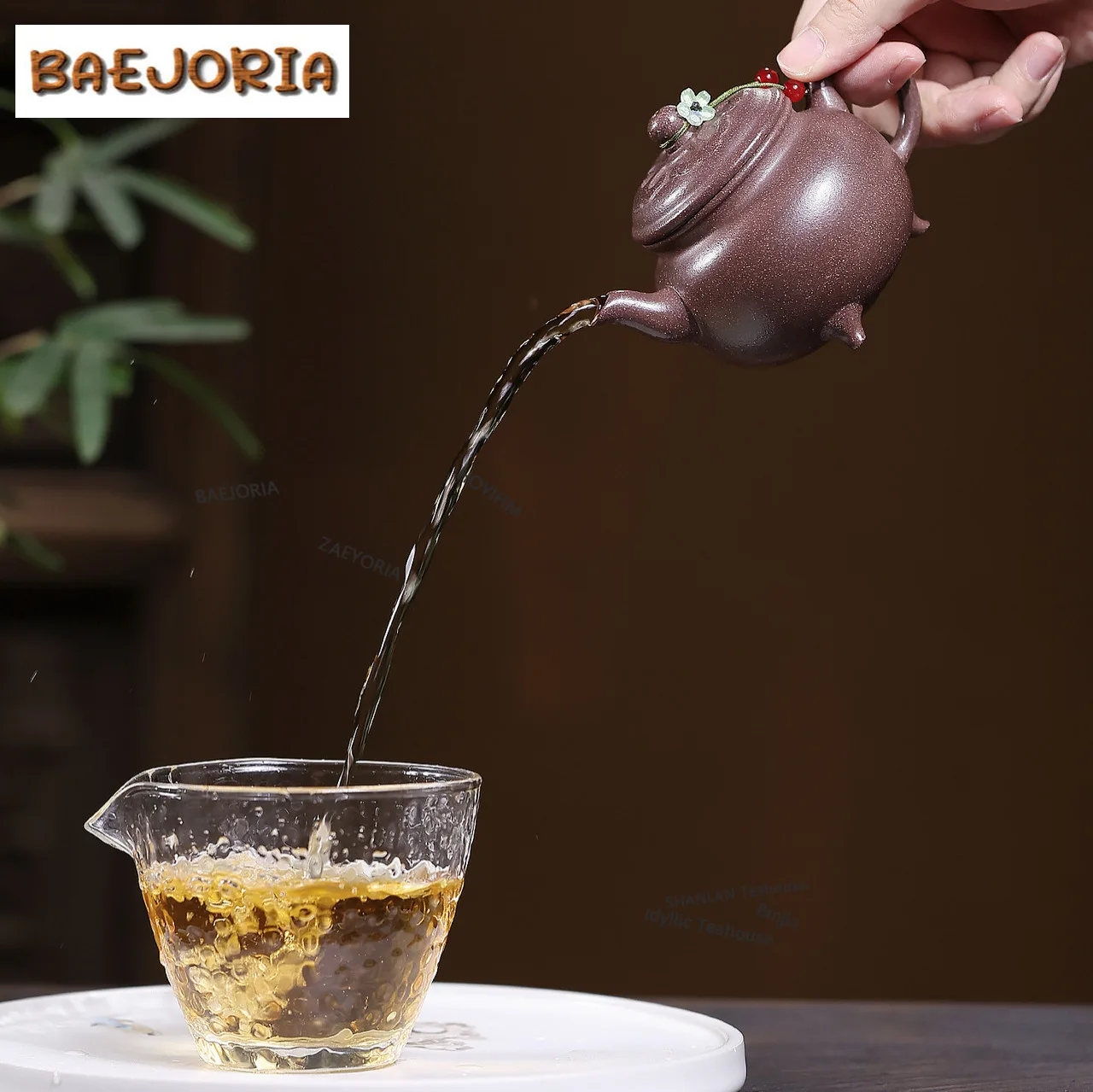BAEJORIA 150ml Retro Yixing Purple Clay Teapots Handmade Dabin Ruyi Pot Raw Ore Multi-coloured Section Mud Kettle Zisha Tea Set