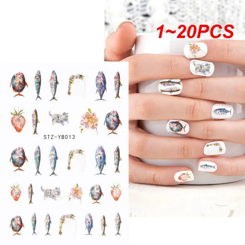 1~20PCS Reflective Nail Stickers Gold Glitter Snowflakes Christmas Decoration Lanterns Sliders Snow Tree Decals Stripe Lines