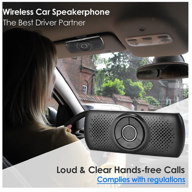 

Wireless Bluetooth-compatible Car Kit Handsfree Speakerphone Sun Visor Speaker For Phone Auto Bluetooth-compatibl Audio Receiver