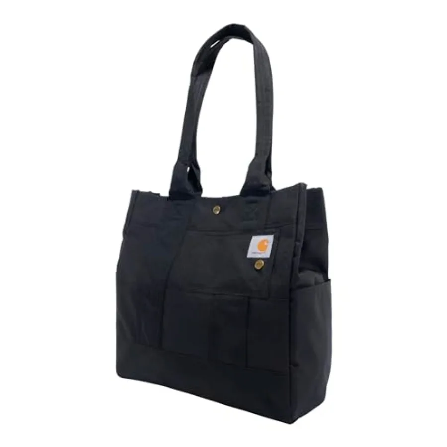 

Vertical Snap Tote for daily commute durable water-resistant polyester black secure snap closure and spacious main compartment