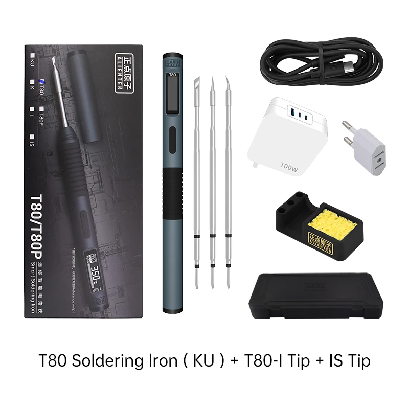 ALIENTEK T80 T80P Slimme Soldeerbout PD 65W QC Verstelbare Constante Temperatuur Draagbare Slimme Soldeerbout Kit C245 Gereedschap