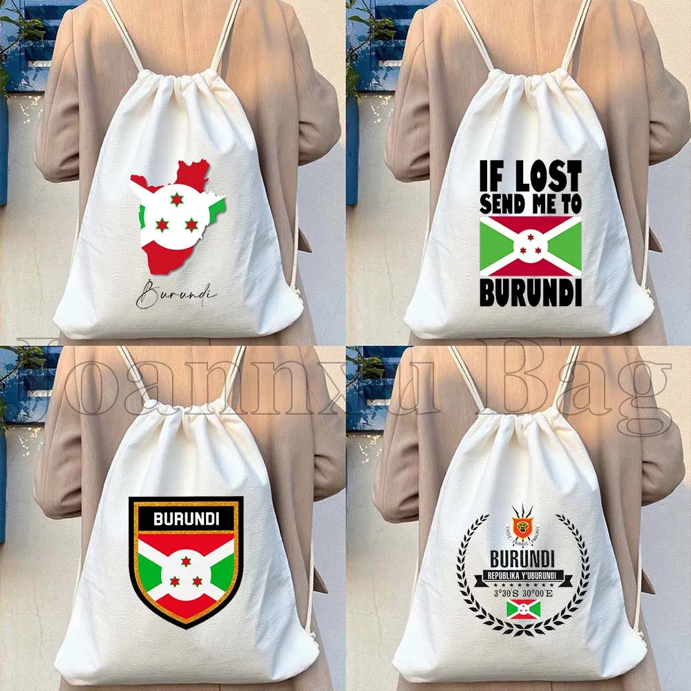 

Burundi Country Map Flag Cute Canvas Drawstring Bags Soccer Backpack Gym Sackpack Gift String Bag for Exercising Hiking Sports