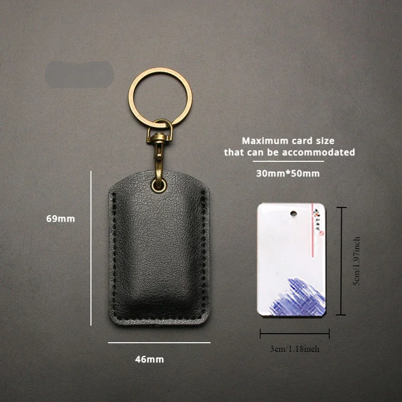 Vintage Business Style Leather Access Card Holder with Keychain - Executive Protection for Badge HID Rfid  Nfc Sticker Cuid Uid