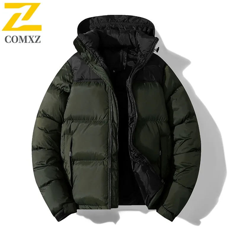 COMXZ الرجال الخبز سترة اللون حجب خفيفة الوزن التزلج السفر وسيم الحشو معطف 2025 التخييم الدافئة سميكة جواكت شتوية
